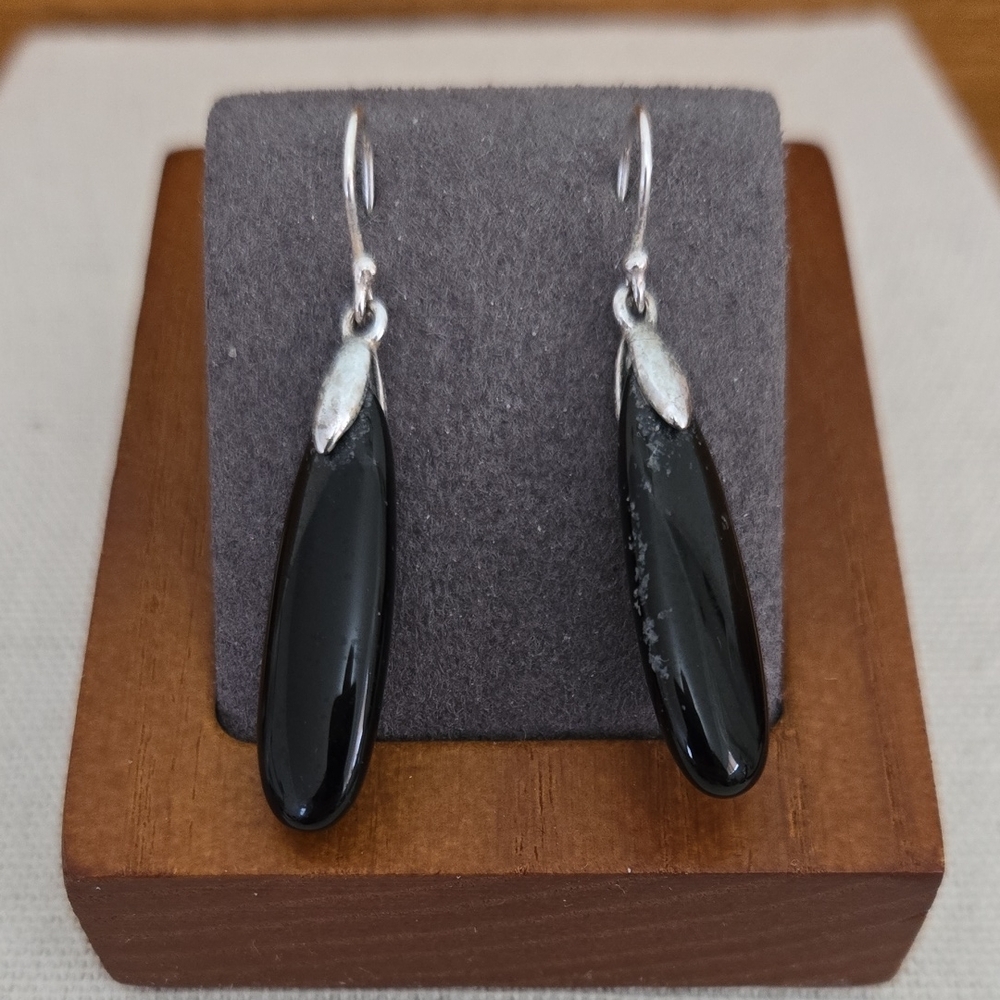 Onyx Sterling Silver Teardrop Earrings